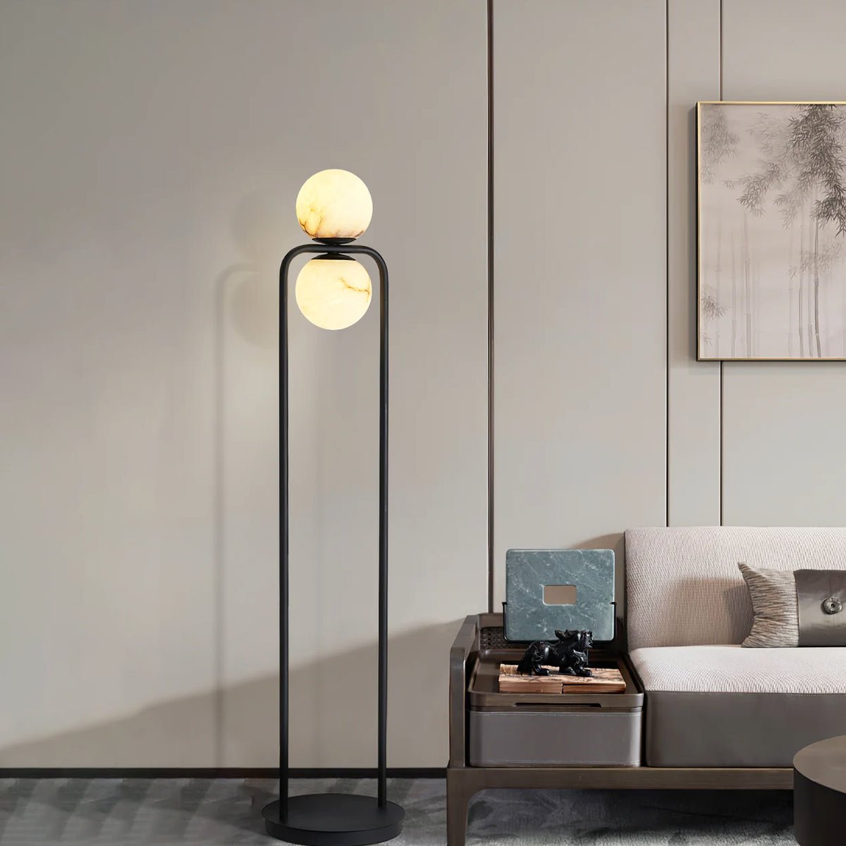 Callista Minimalist Alabaster Floor Lamp-Neutral Decor