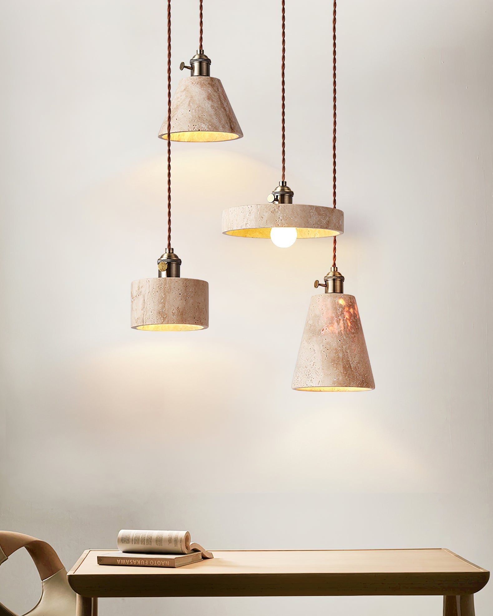 Qisk Travertine Pendant Light-Neutral Decor