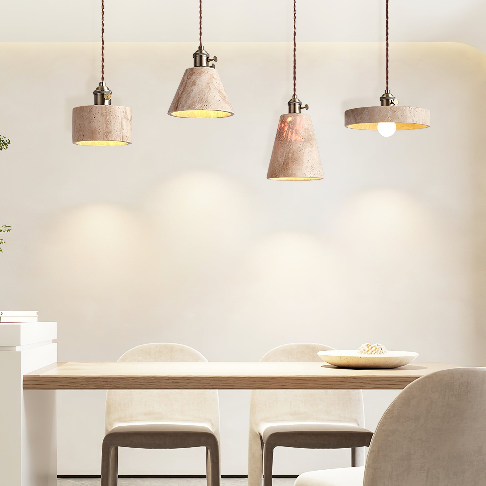 Qisk Travertine Pendant Light-Neutral Decor