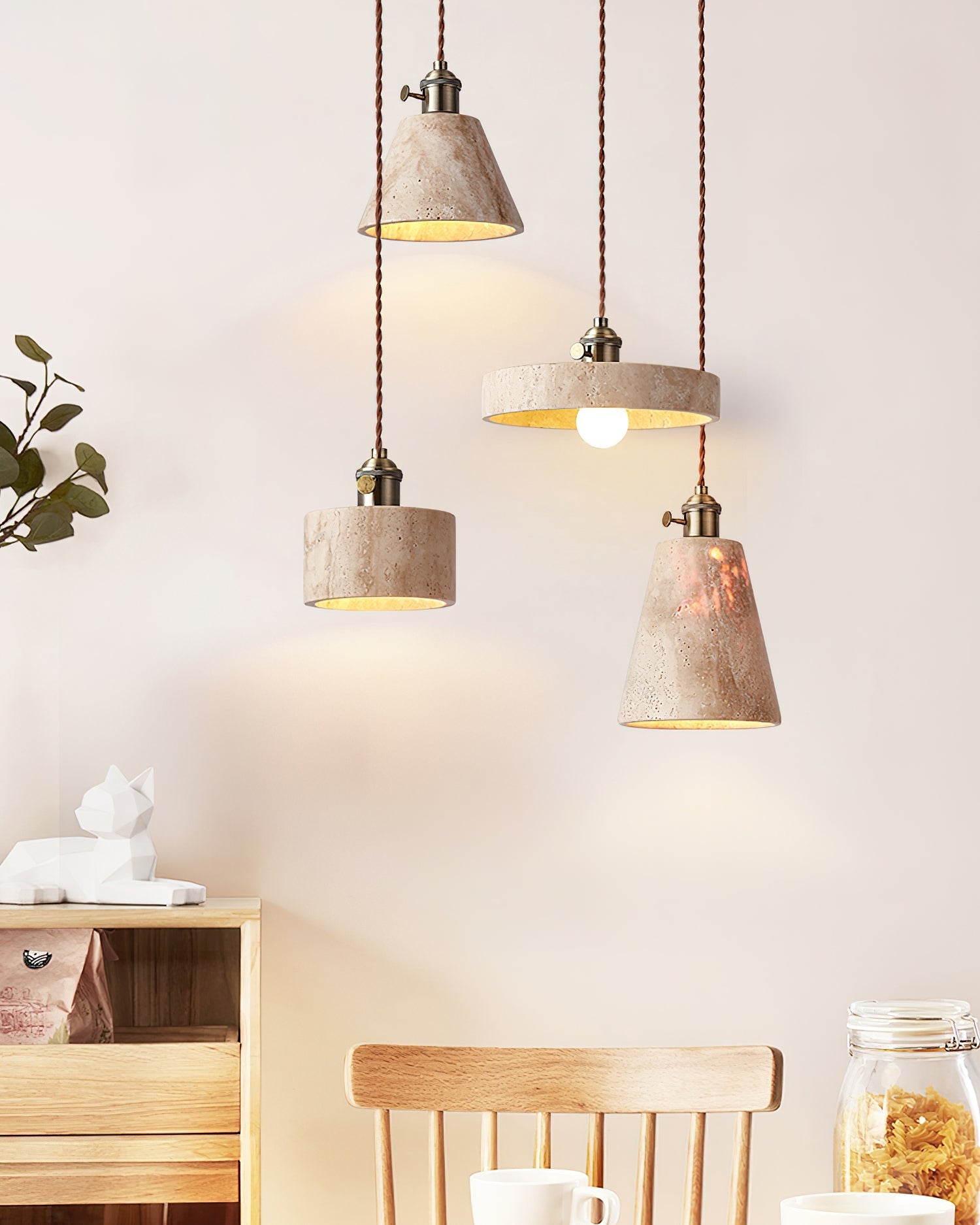 Qisk Travertine Pendant Light-Neutral Decor