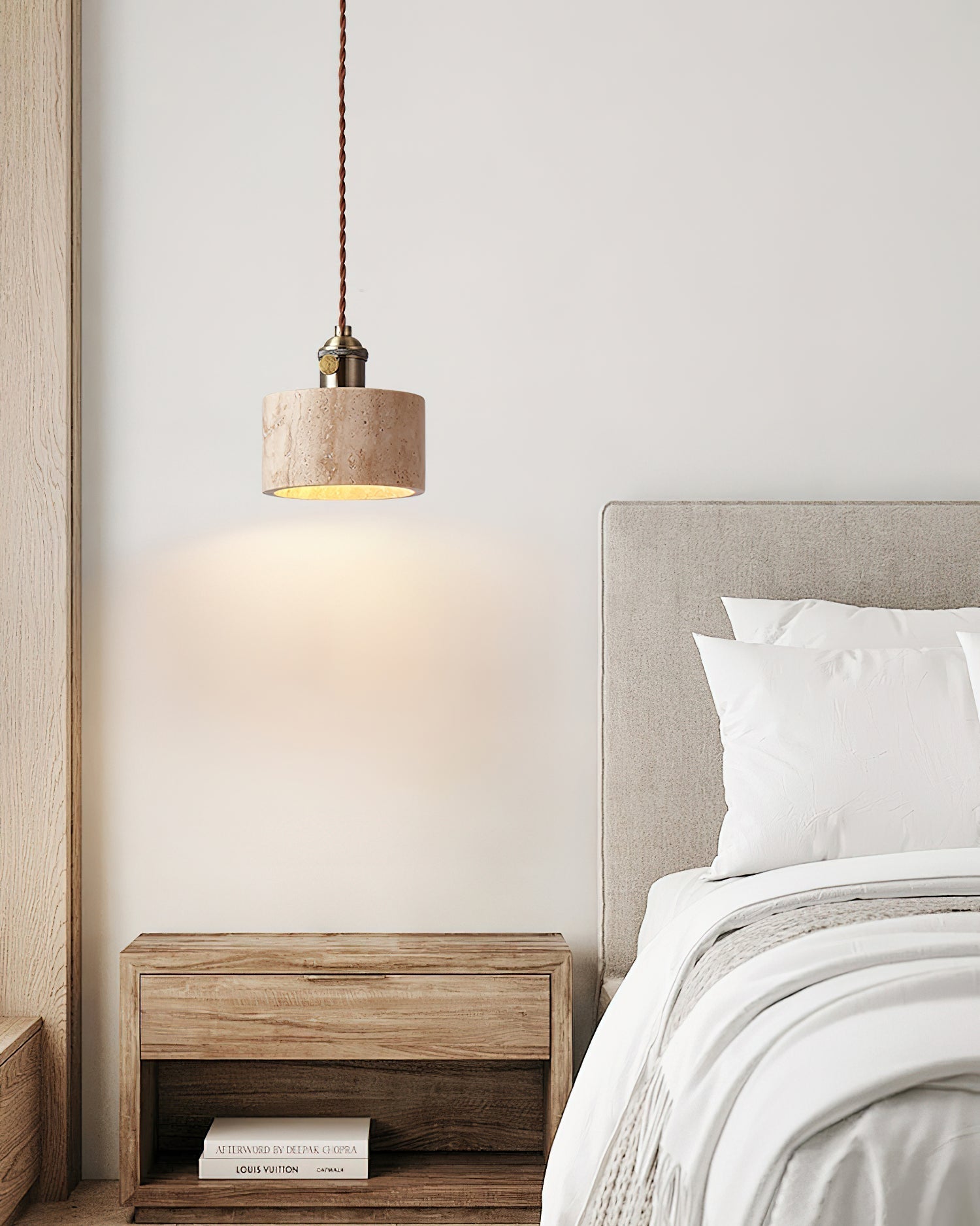 Qisk Travertine Pendant Light-Neutral Decor
