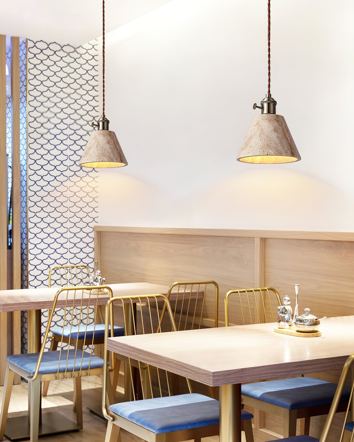 Qisk Travertine Pendant Light-Neutral Decor