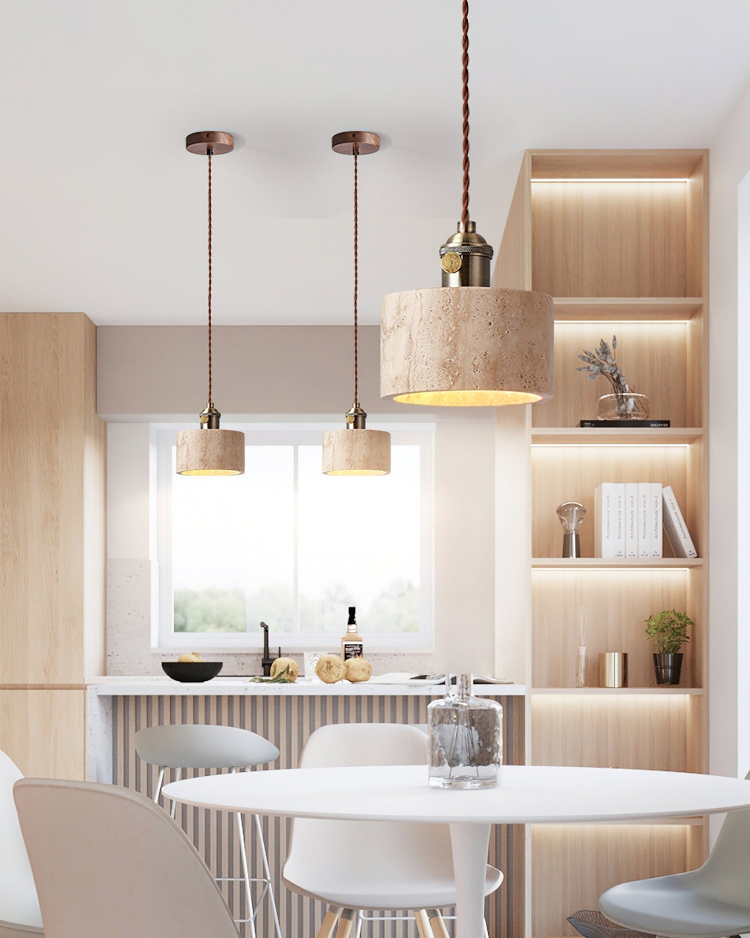Qisk Travertine Pendant Light-Neutral Decor