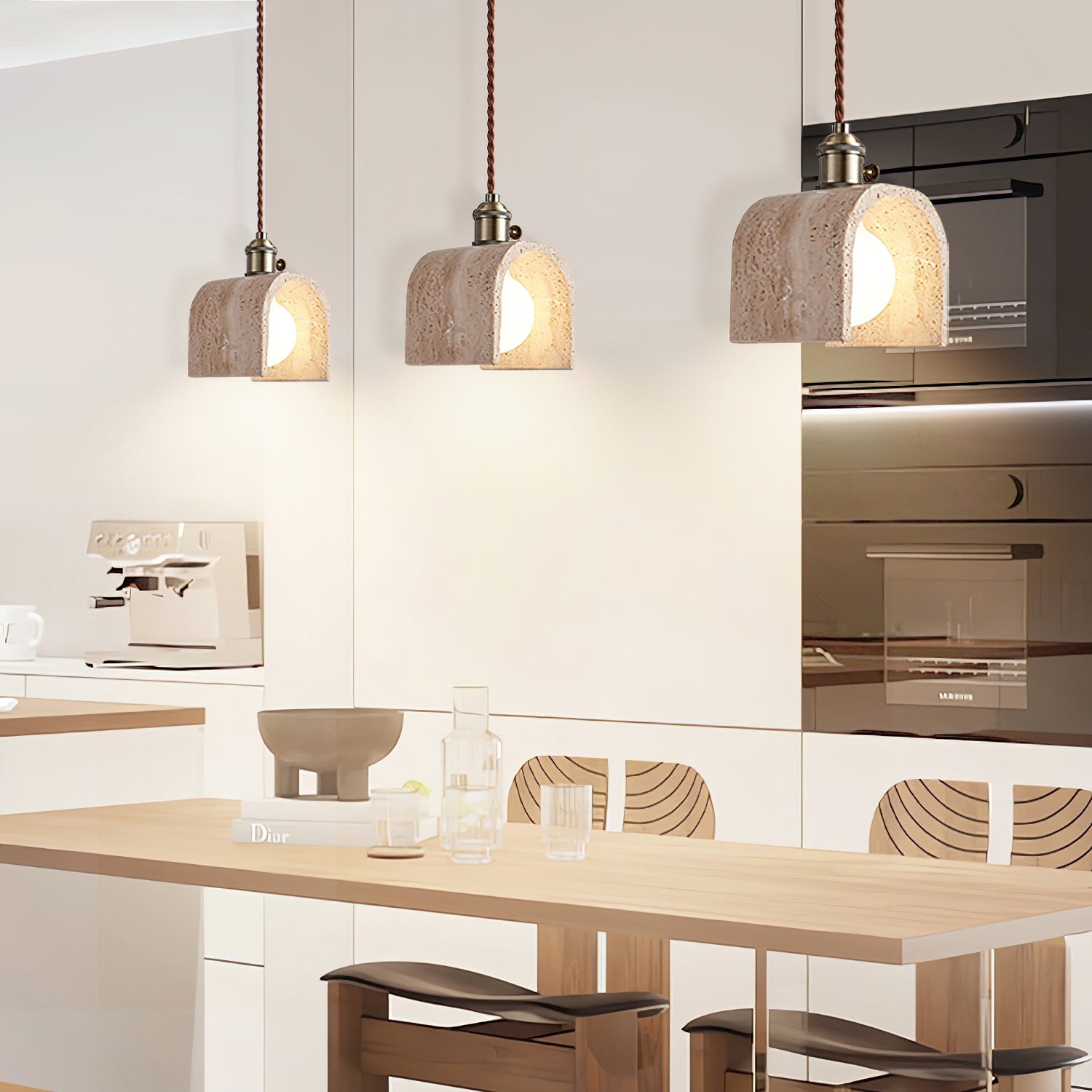 Qisk Travertine Pendant Light-Neutral Decor