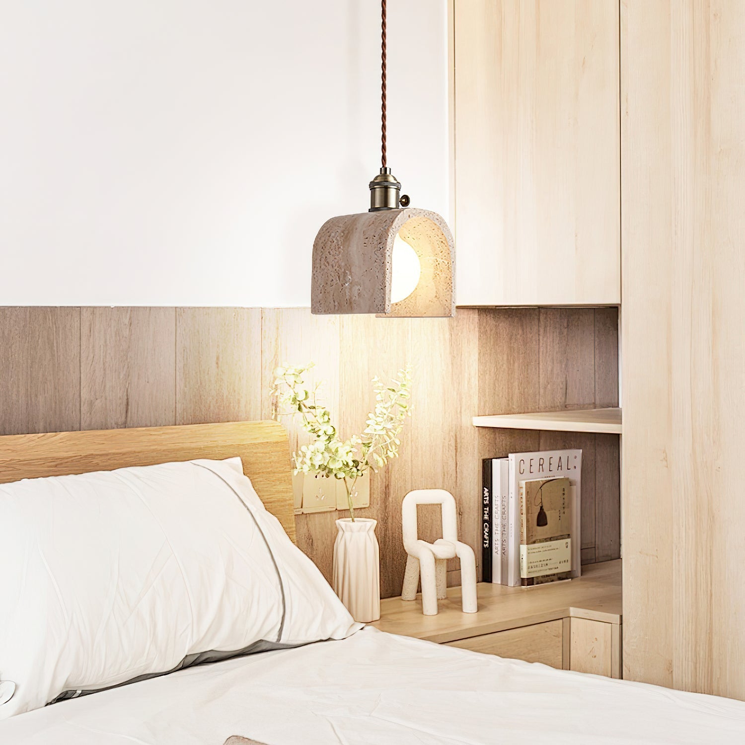 Qisk Travertine Pendant Light-Neutral Decor