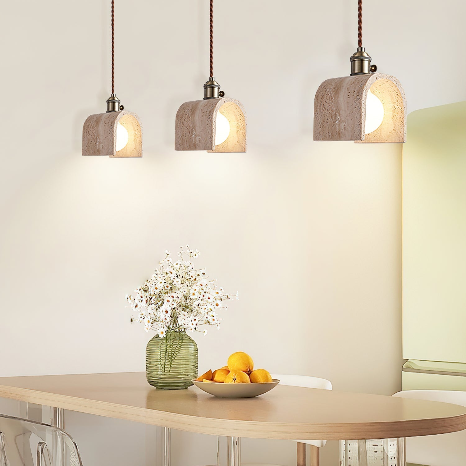 Qisk Travertine Pendant Light-Neutral Decor