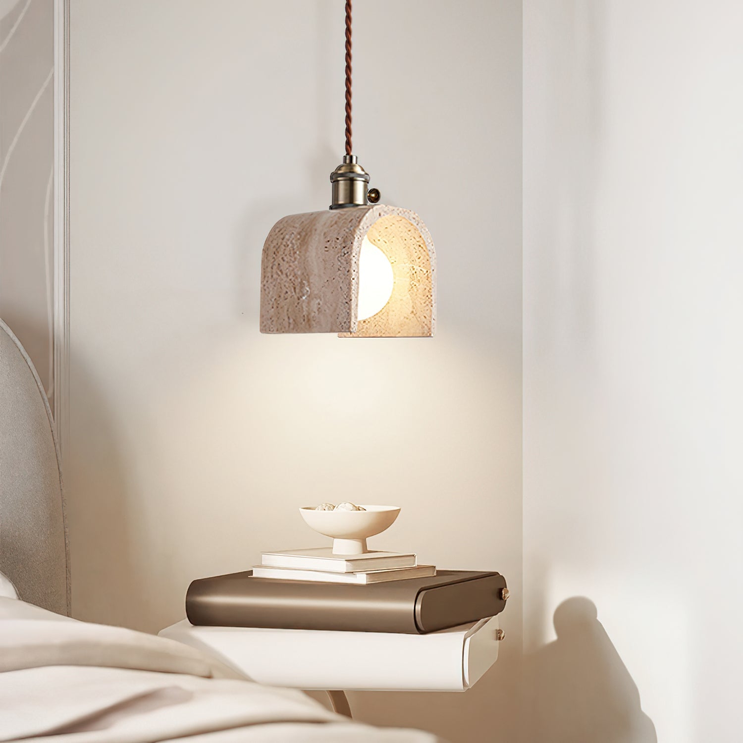 Qisk Travertine Pendant Light-Neutral Decor