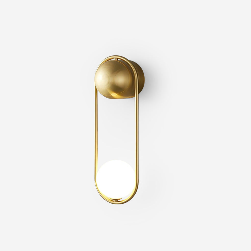 Wall Lamp with Brass Loop Frame and Glass Globe