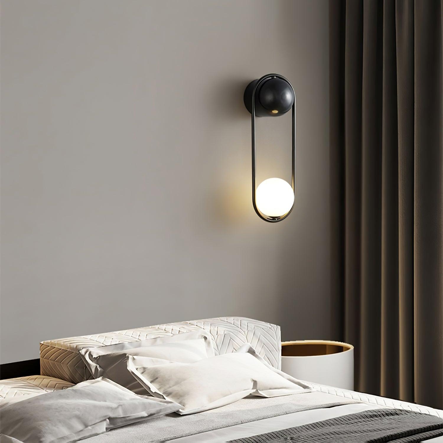 Wall Lamp with Brass Loop Frame and Glass Globe