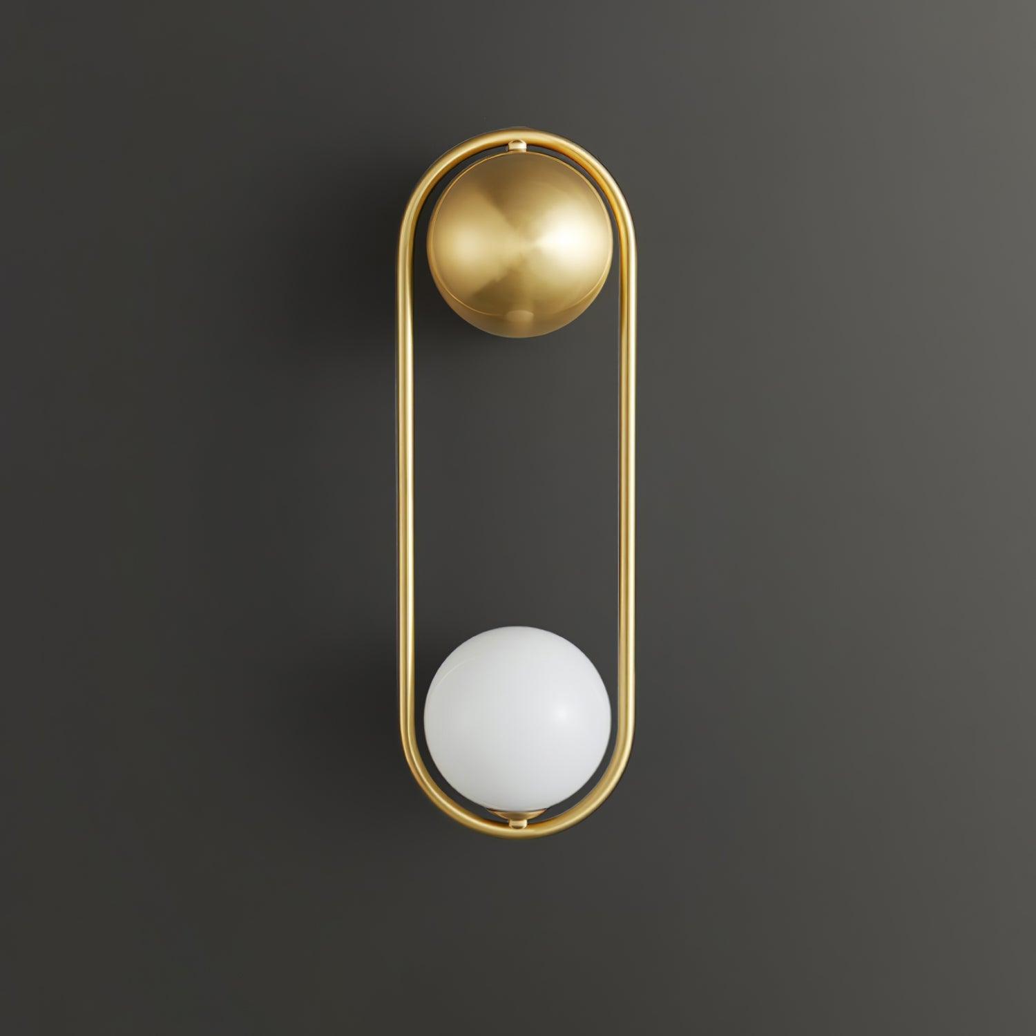 Wall Lamp with Brass Loop Frame and Glass Globe