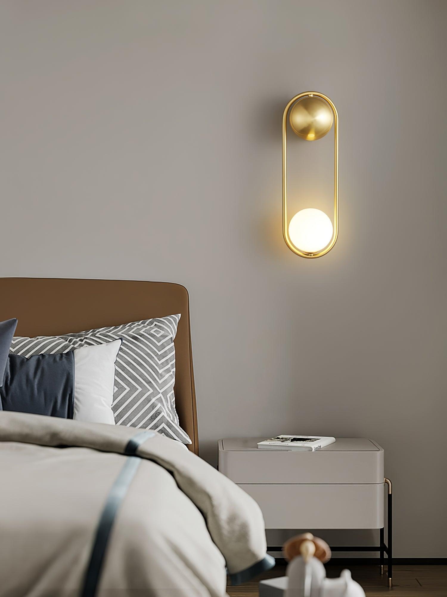 Wall Lamp with Brass Loop Frame and Glass Globe