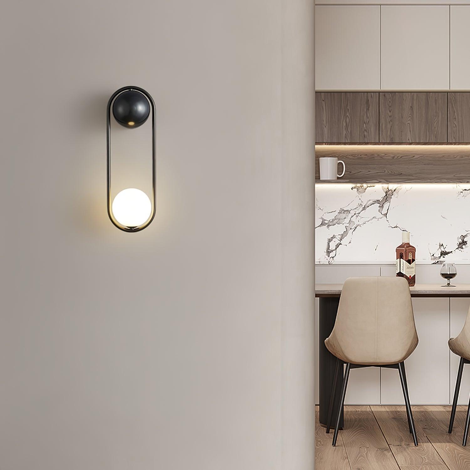Wall Lamp with Brass Loop Frame and Glass Globe