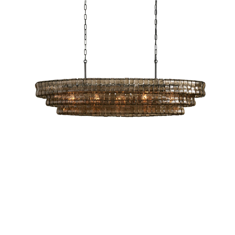 The black glass Albano Chandelier against a white background.