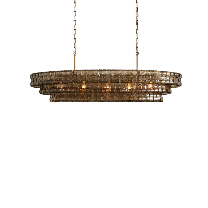 The smoke grey Albano Chandelier in a sleek, modern home.