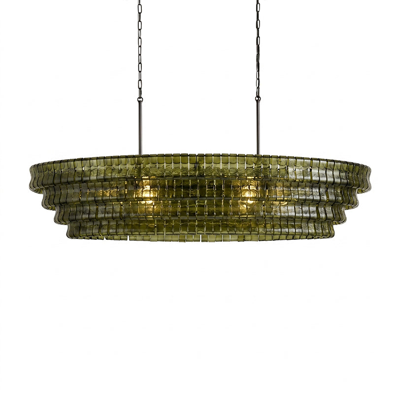 The Albano Chandelier in an amber finish, creating a warm ambiance.