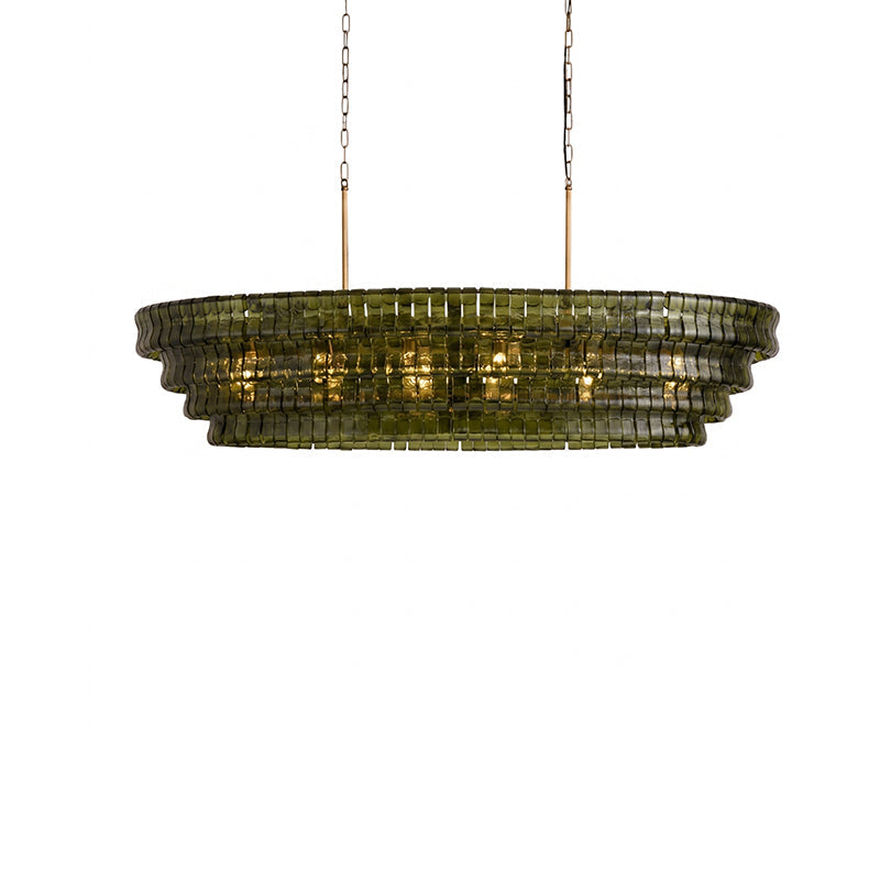 Texture detail of a single glass louver from the Albano Chandelier.