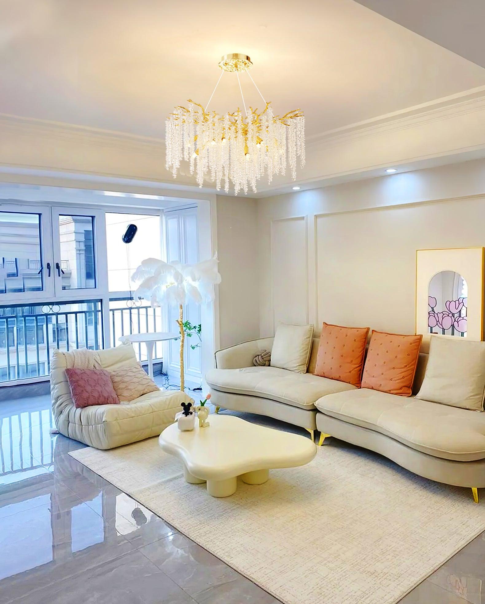 Lustra Chandelier Gold Crystal Branch Elegant-Neutral Decor
