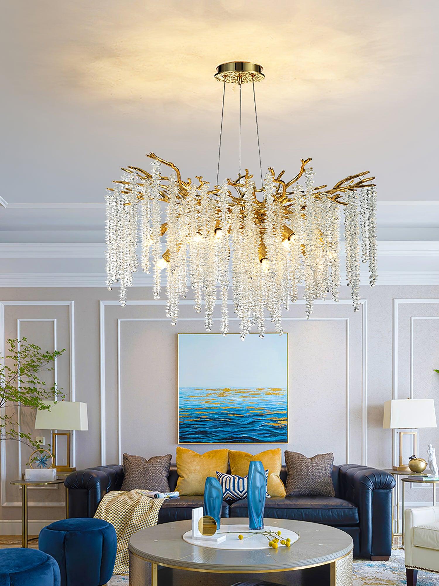 Lustra Chandelier Gold Crystal Branch Elegant-Neutral Decor