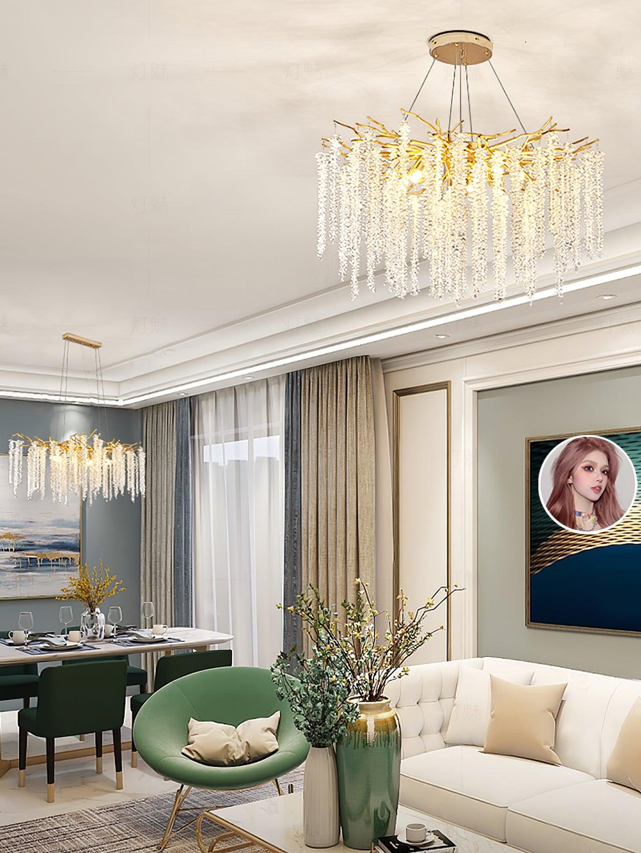 Lustra Chandelier Gold Crystal Branch Elegant-Neutral Decor