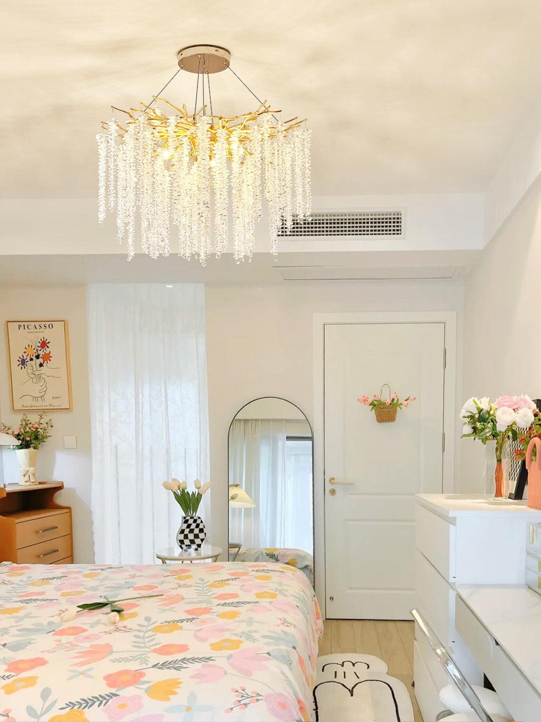 Lustra Chandelier Gold Crystal Branch Elegant-Neutral Decor