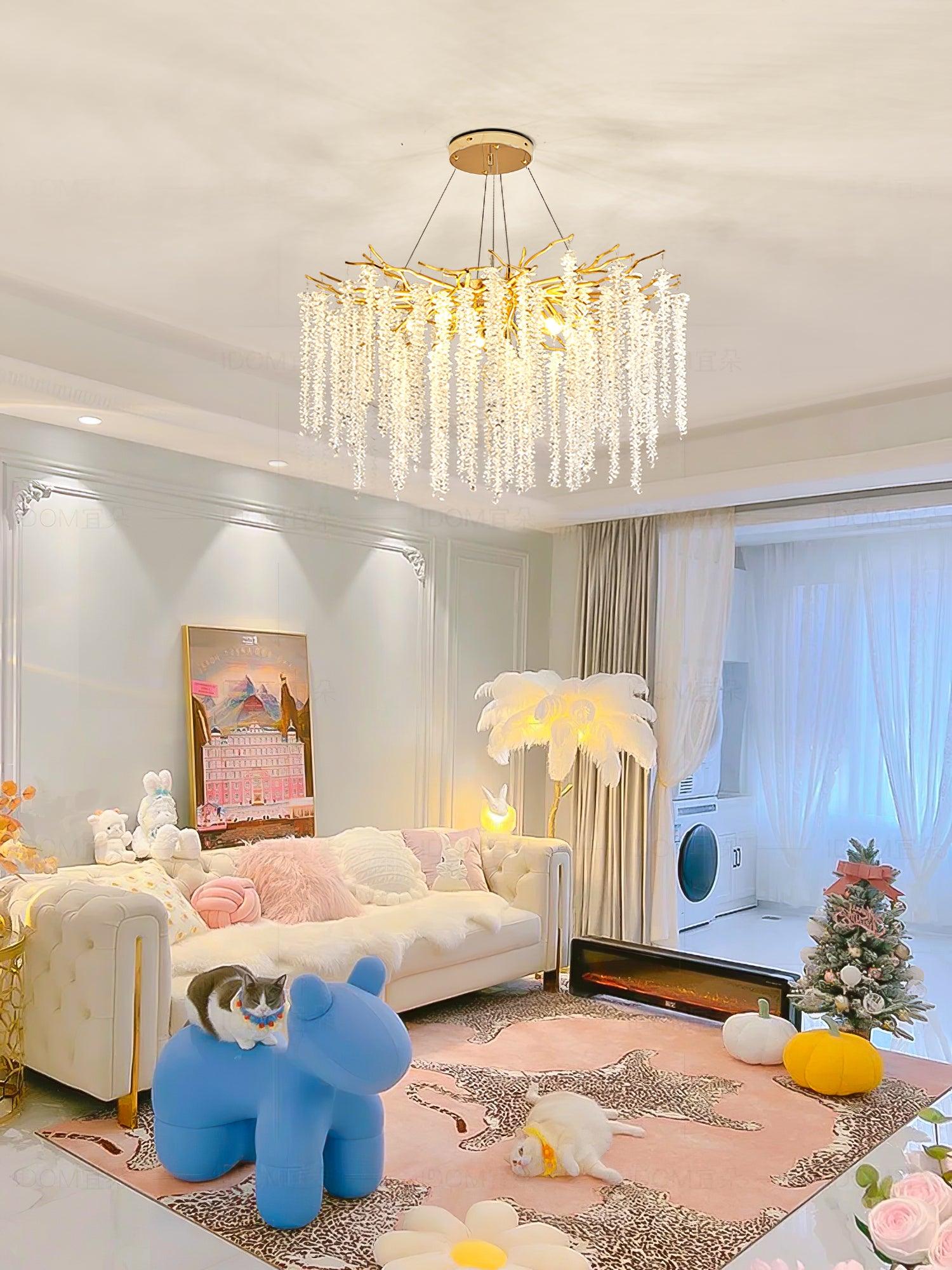Lustra Chandelier Gold Crystal Branch Elegant-Neutral Decor