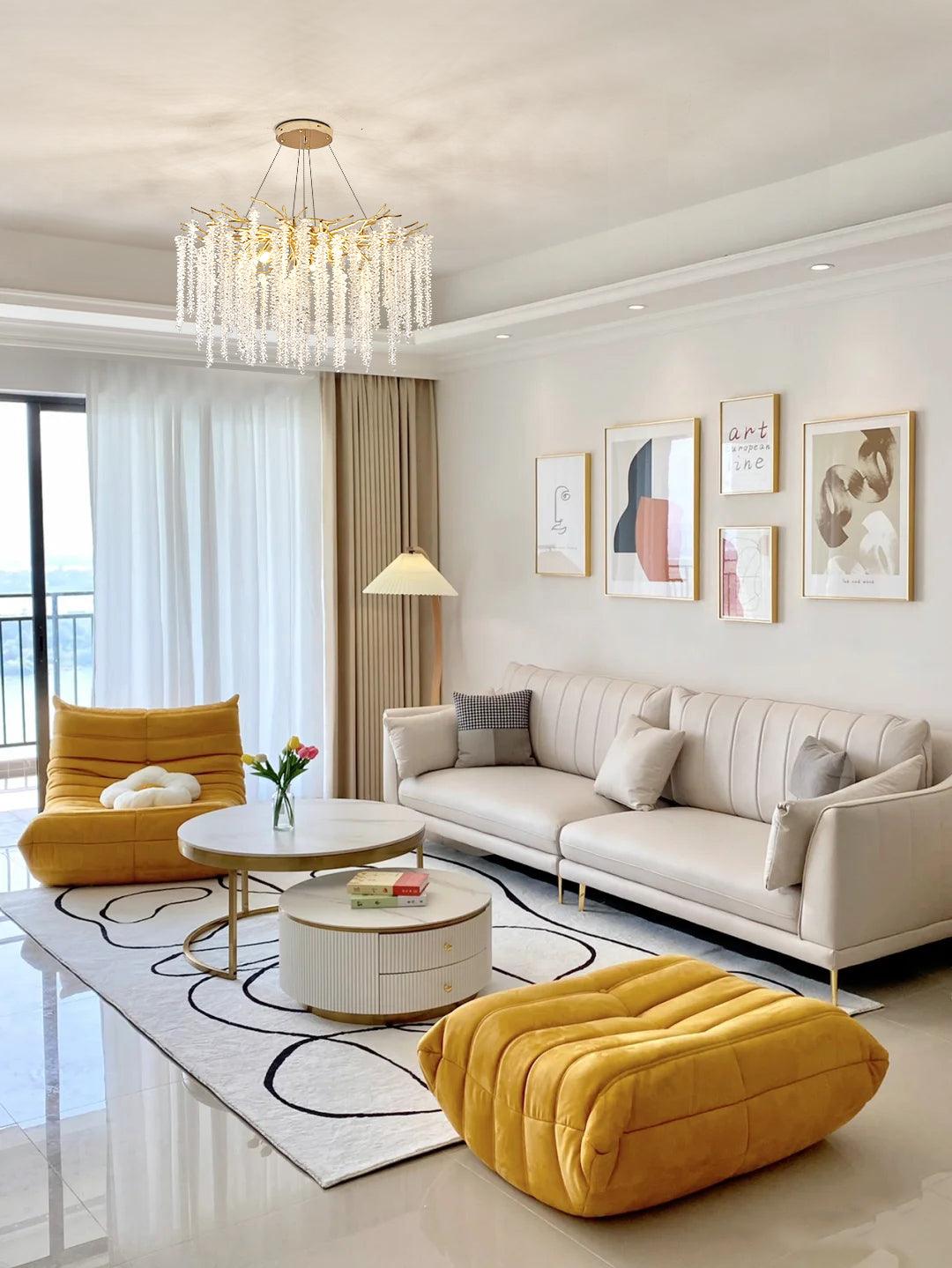 Lustra Chandelier Gold Crystal Branch Elegant-Neutral Decor