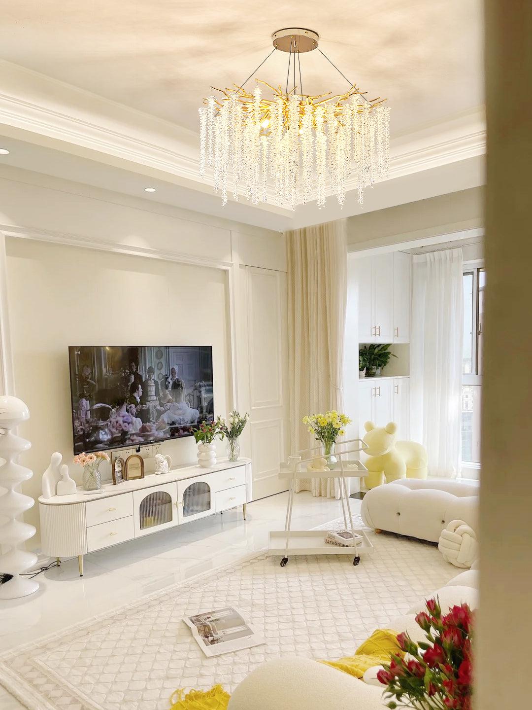 Lustra Chandelier Gold Crystal Branch Elegant-Neutral Decor
