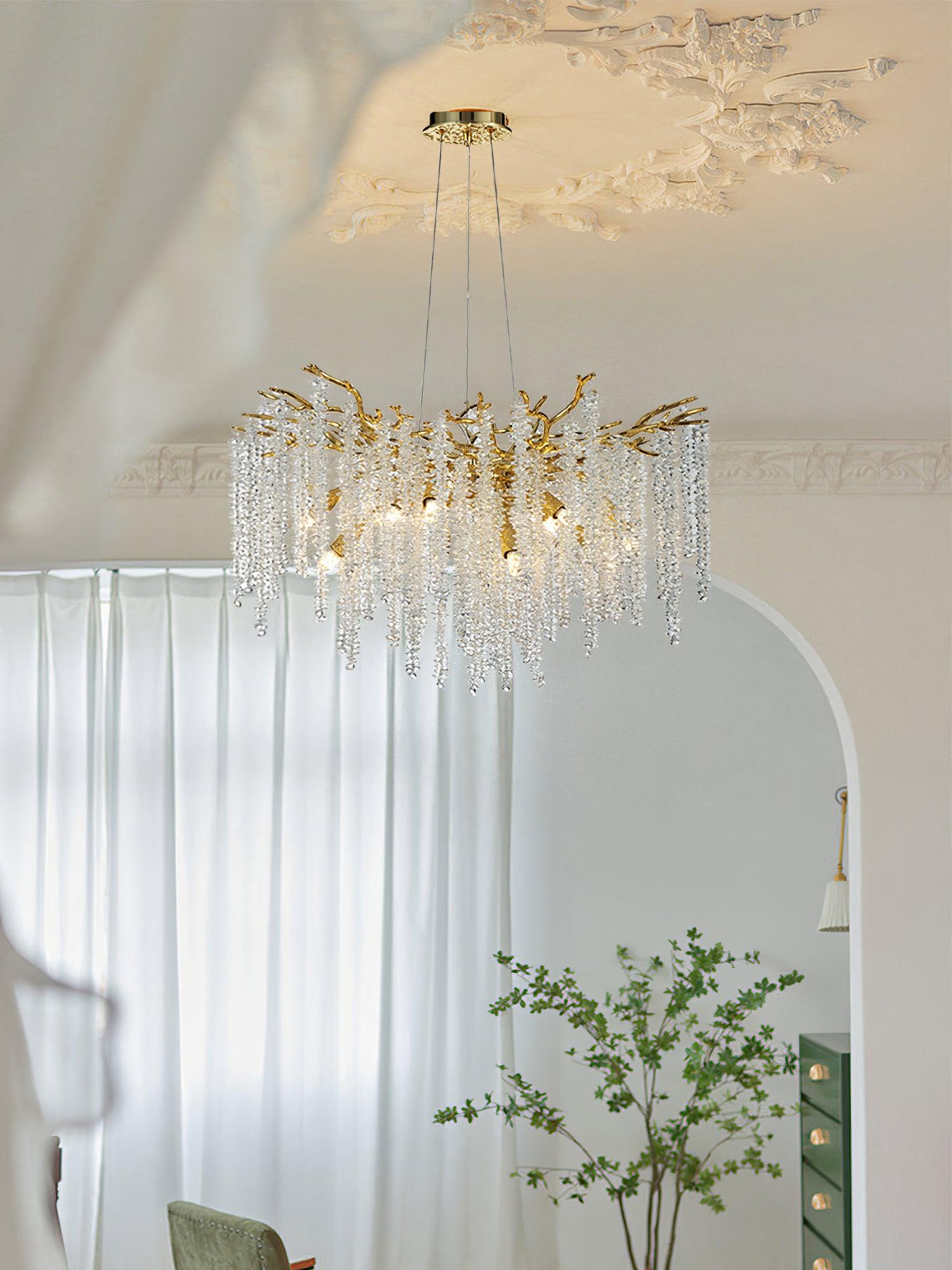 Lustra Chandelier Gold Crystal Branch Elegant-Neutral Decor