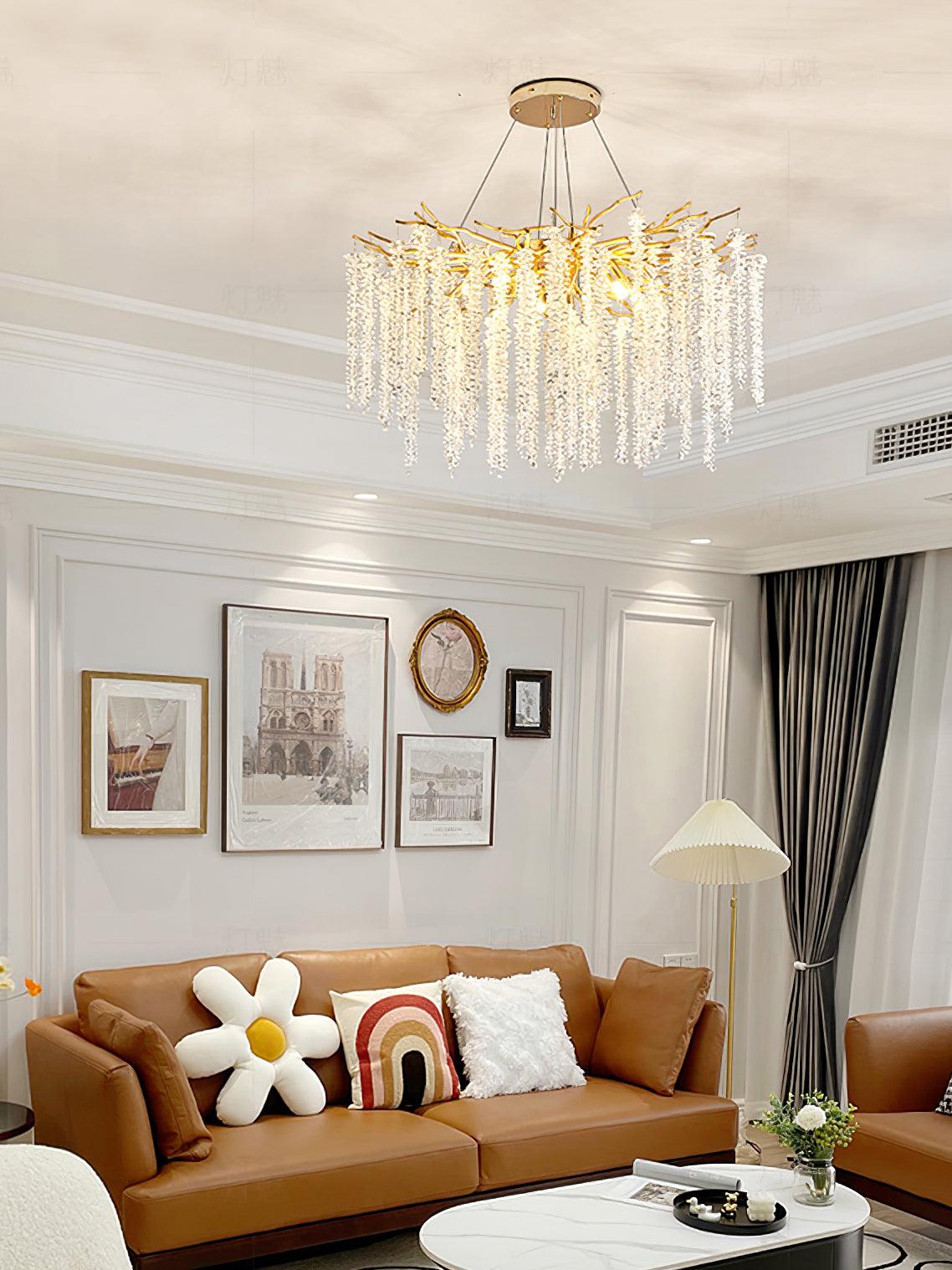 Lustra Chandelier Gold Crystal Branch Elegant-Neutral Decor