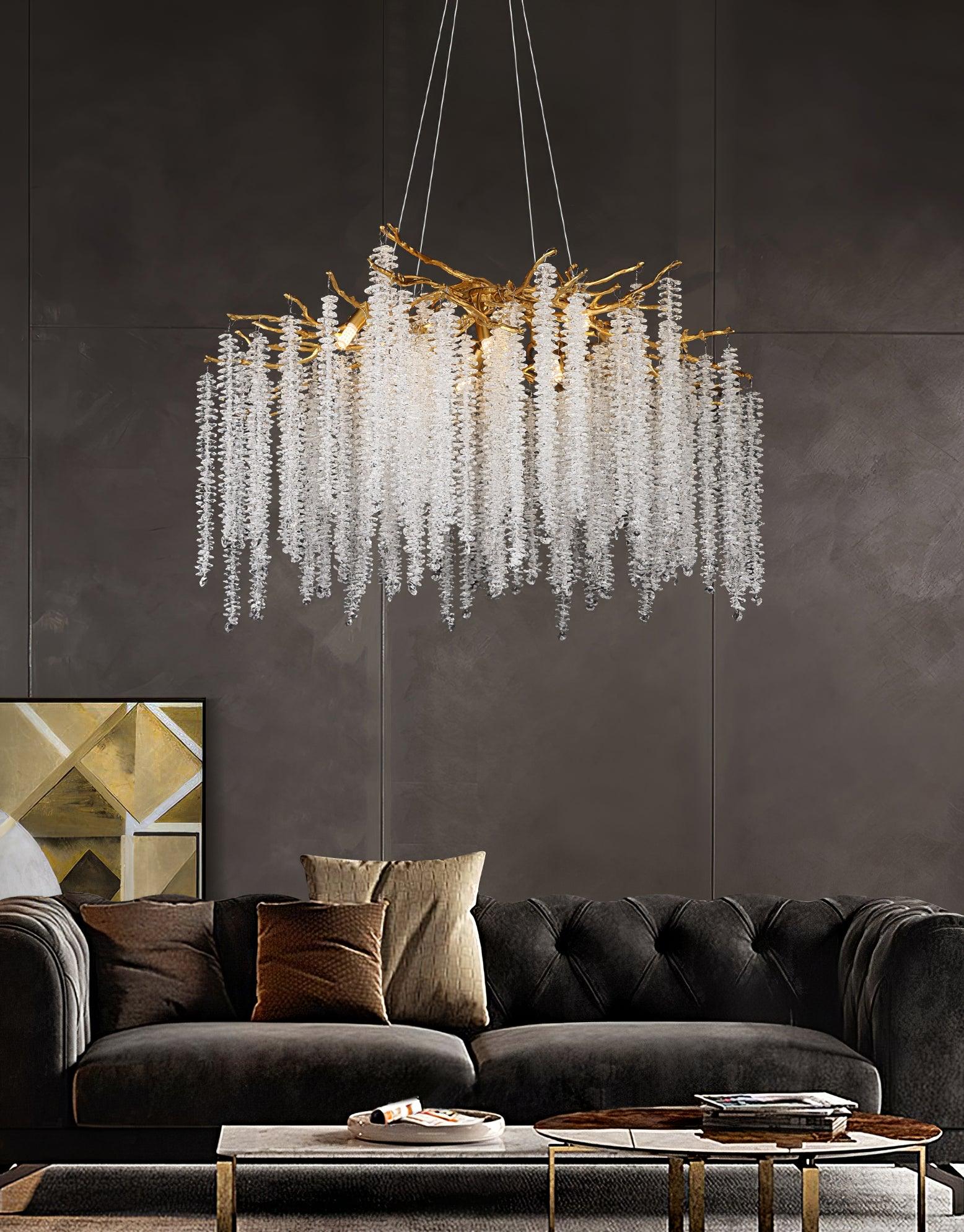 Lustra Chandelier Gold Crystal Branch Elegant-Neutral Decor