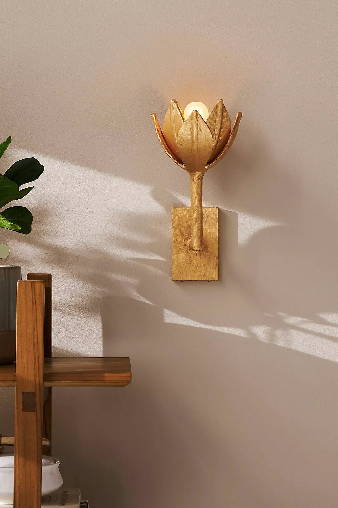 Clira Brass Lotus Bloom Wall Lamp-Neutral Decor