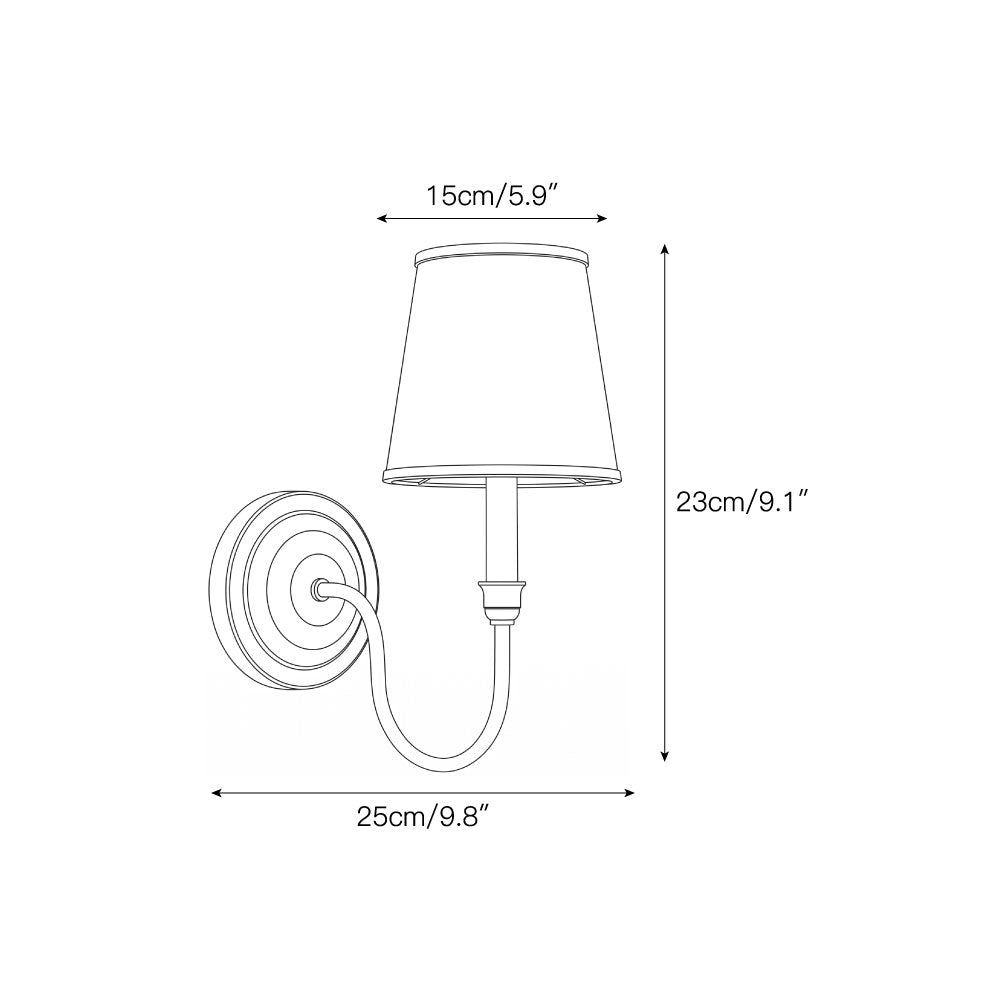 Side profile of the Alden Wall Sconce highlighting its U-shaped arm.