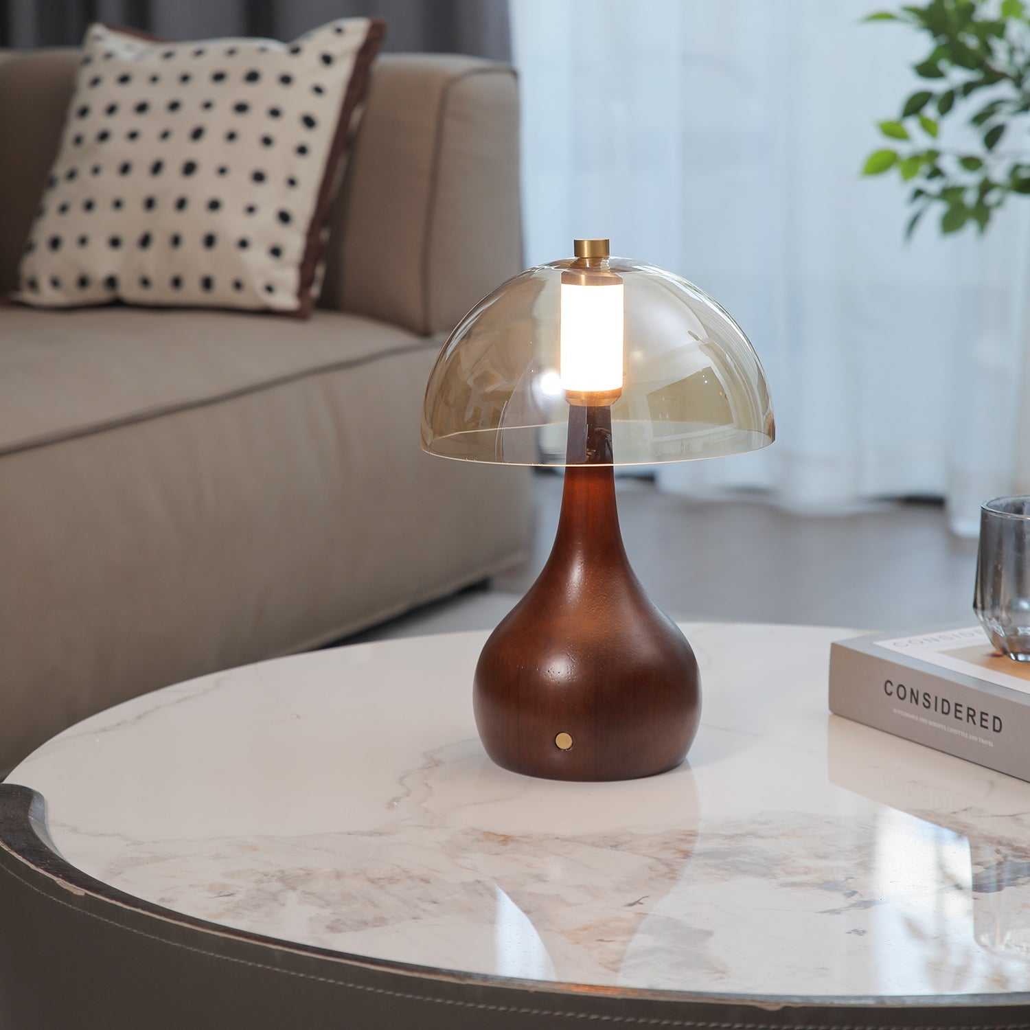 Aurae Wood & Glass Modern Table Lamp-Neutral Decor