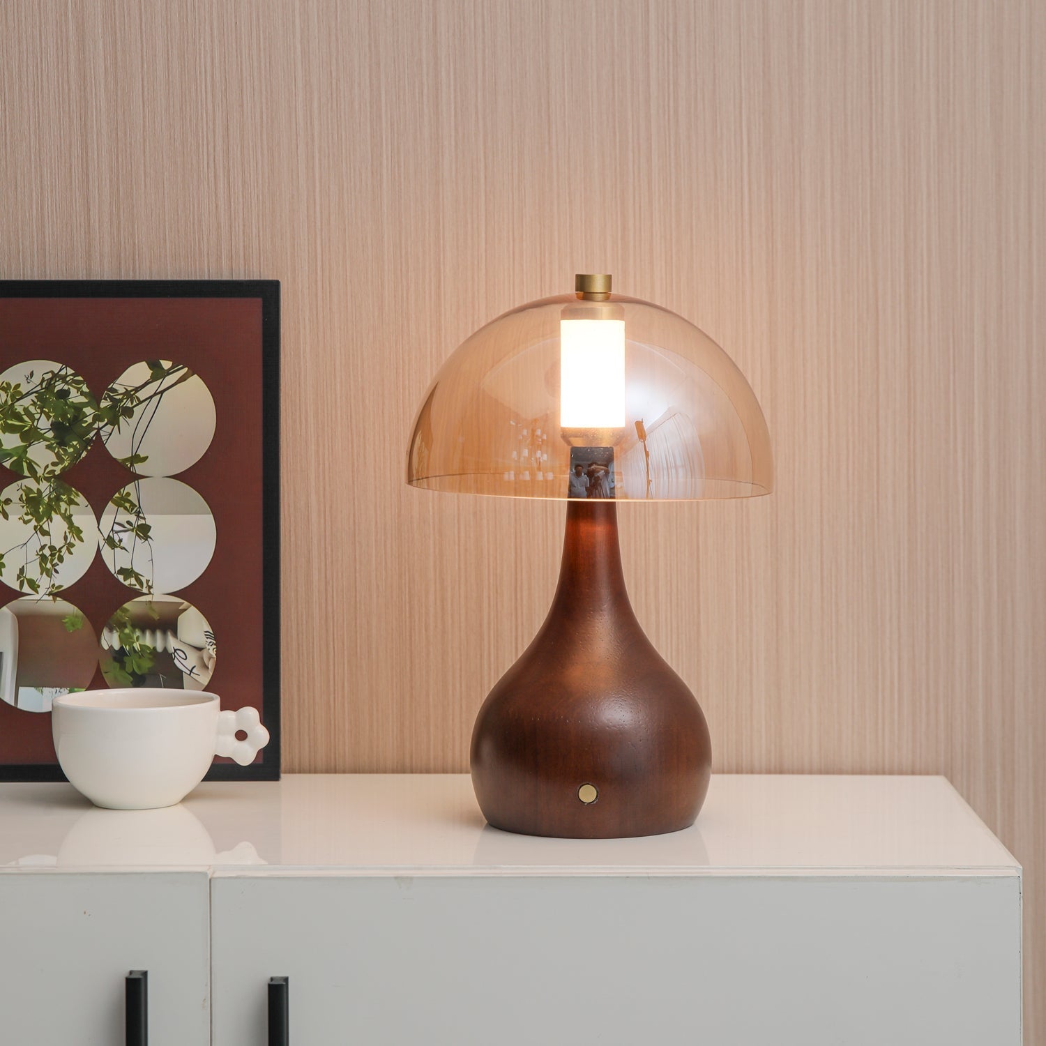 Aurae Wood & Glass Modern Table Lamp-Neutral Decor