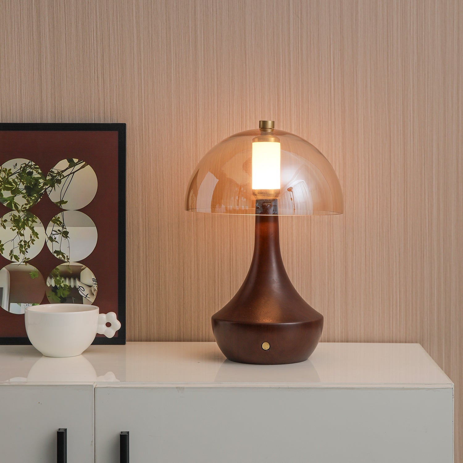 Aurae Wood & Glass Modern Table Lamp-Neutral Decor