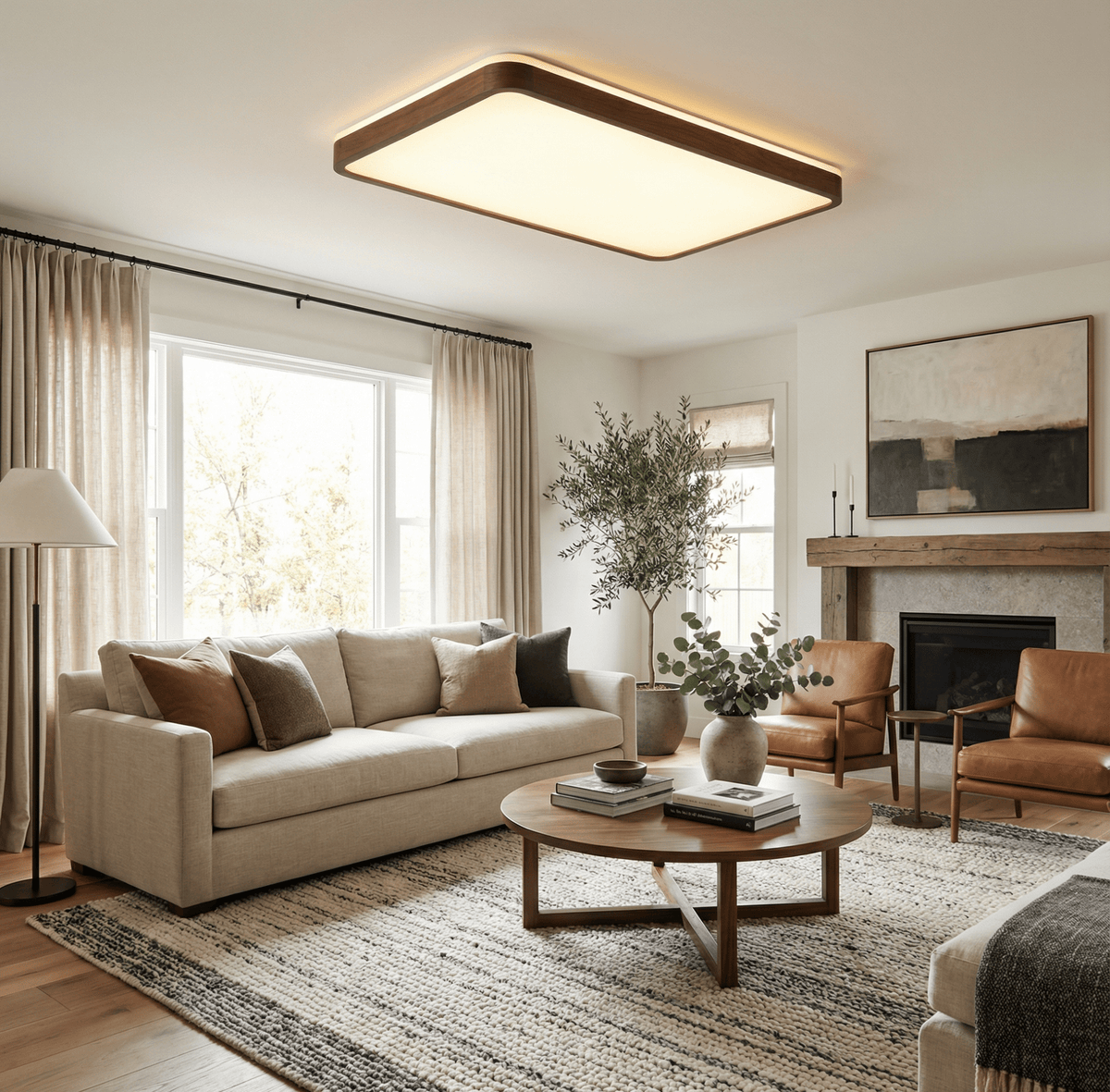 Alder Frame Ceiling Lamp-Neutral Decor