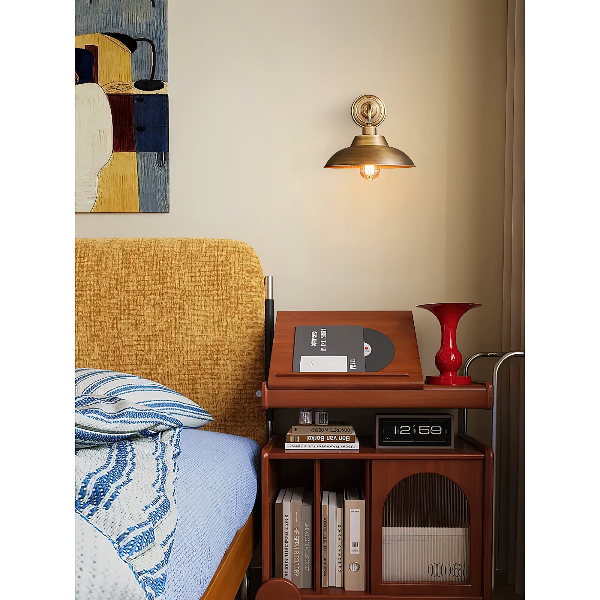 Aldorno Wall Sconce installed in a modern living room.