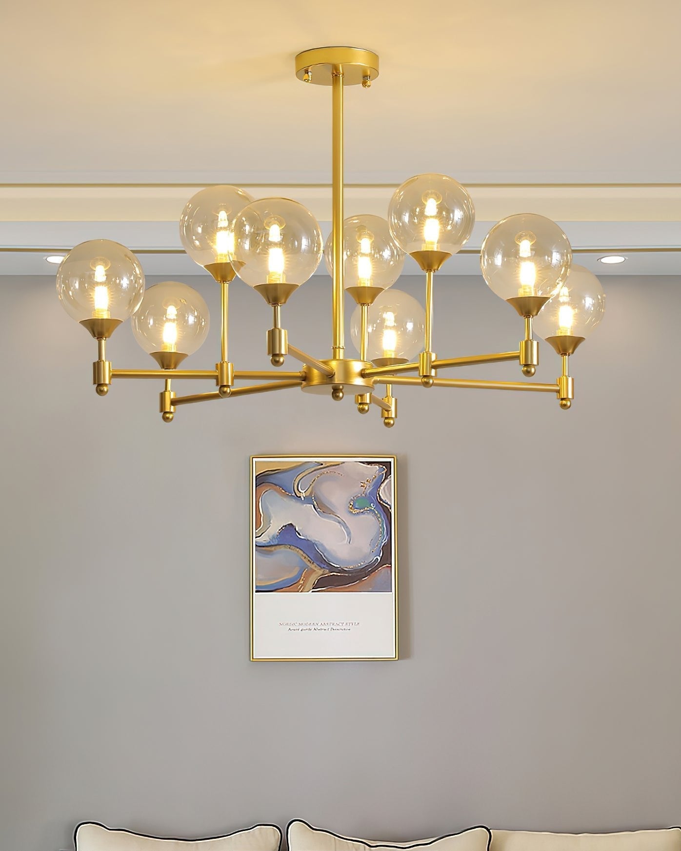 Solara Elegant Glass Chandelier-Neutral Decor