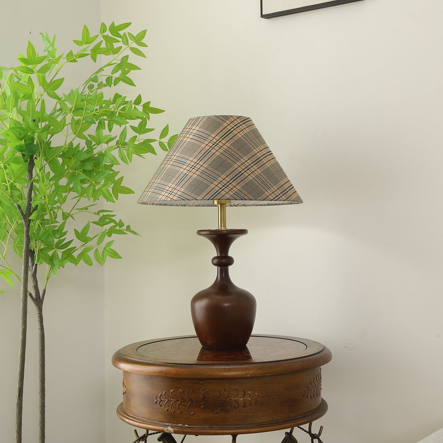 Alina Wood & Fabric Classic Table Lamp-Neutral Decor