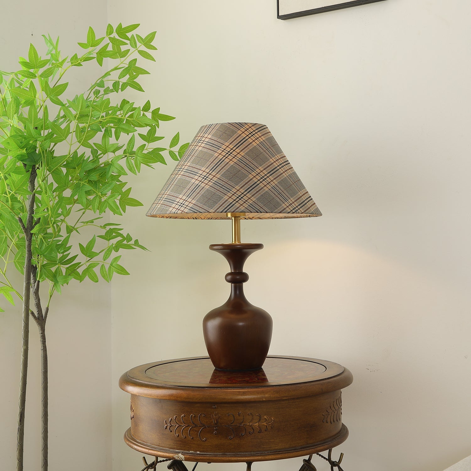 Alina Wood & Fabric Classic Table Lamp-Neutral Decor