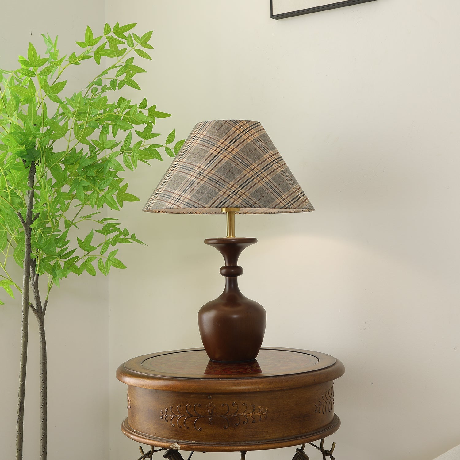 Alina Wood & Fabric Classic Table Lamp-Neutral Decor