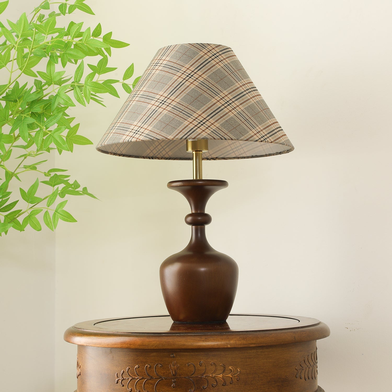 Alina Wood & Fabric Classic Table Lamp-Neutral Decor