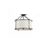 Alexa Ceiling Lamp with a white fabric shade and brass details against a plain background.