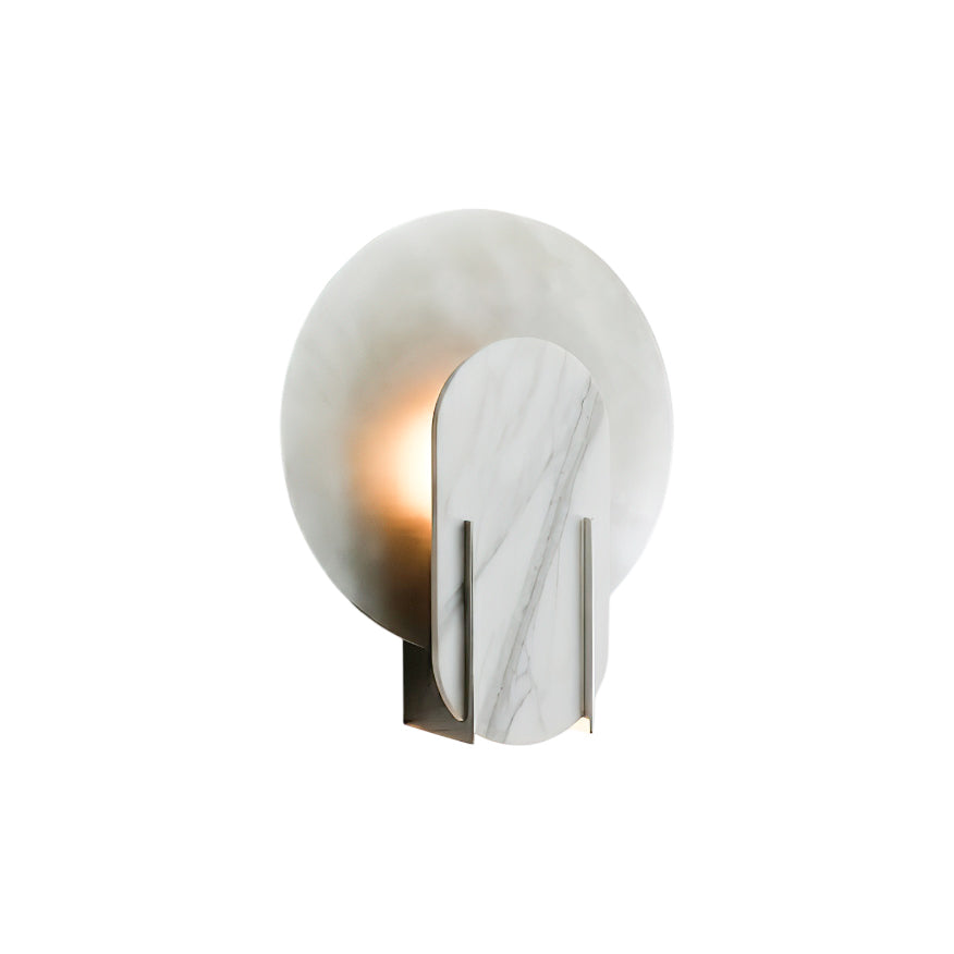 Alice Wall Lamp in black finish with marble shade, shown against a neutral wall.