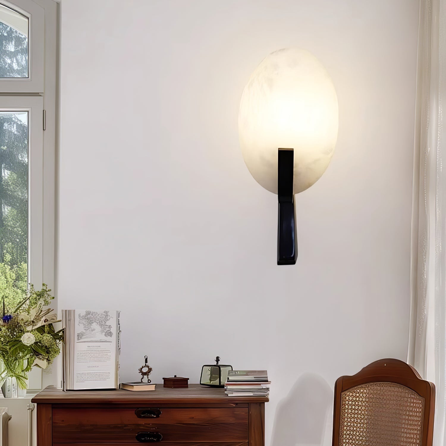 Avey Minimalist Alabaster Wall Lamp-Neutral Decor
