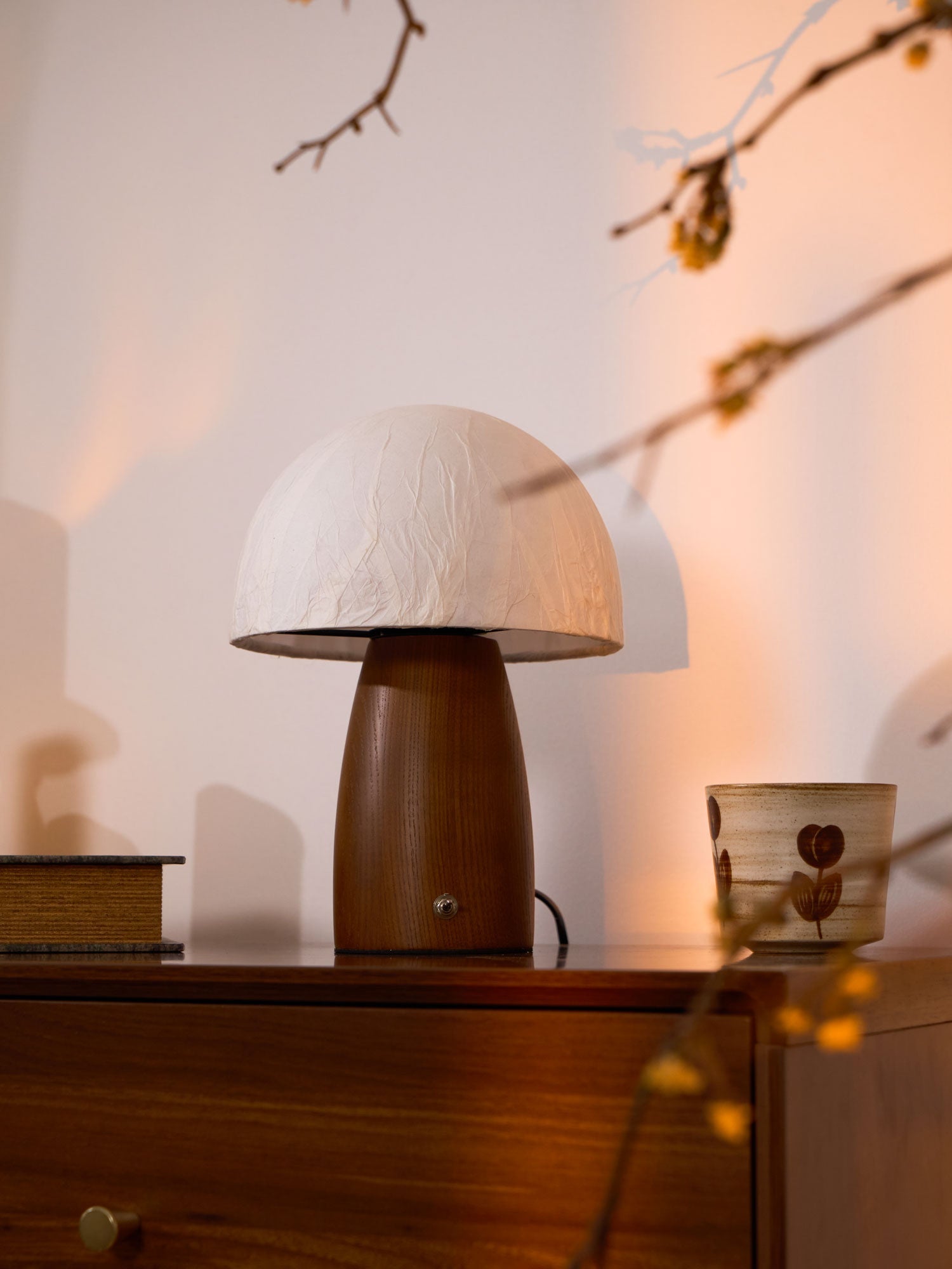 Nimbus Wood & Fabric Table Lamp-Neutral Decor