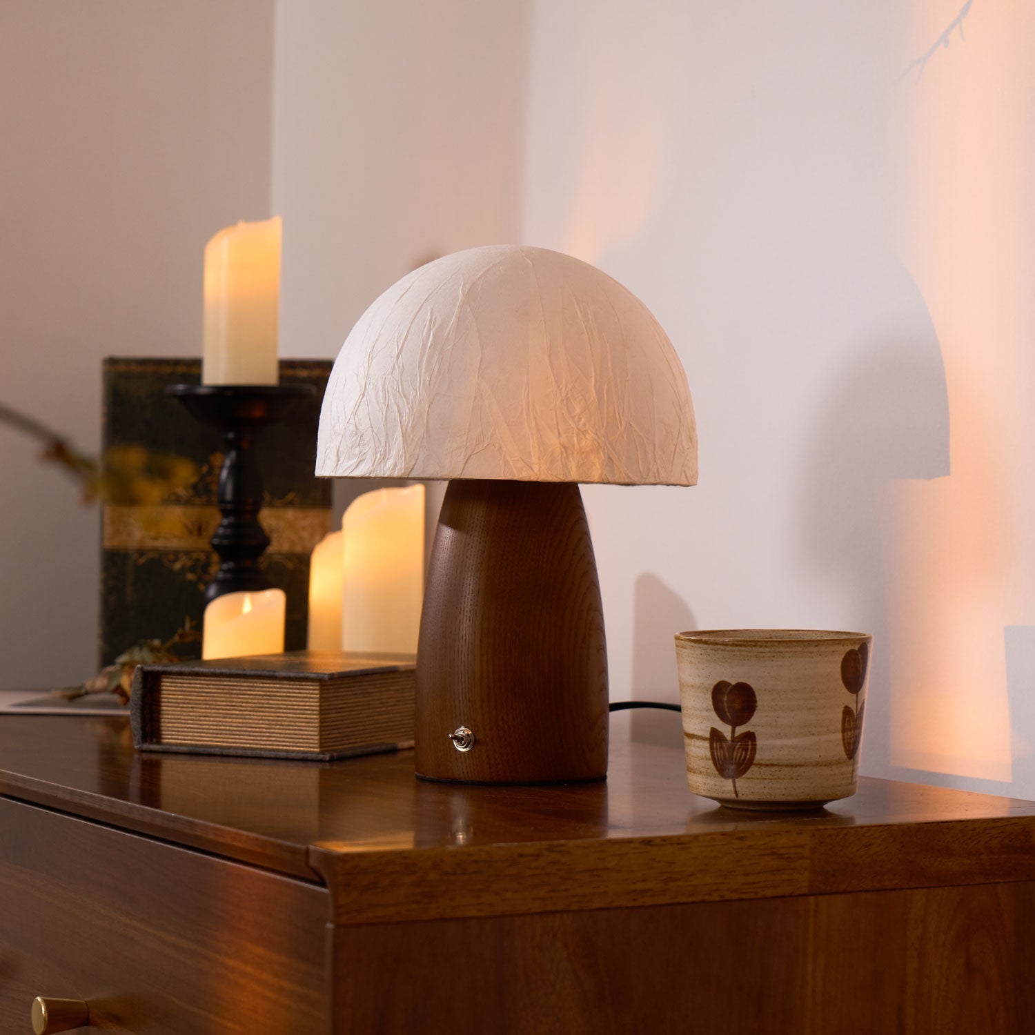 Nimbus Wood & Fabric Table Lamp-Neutral Decor