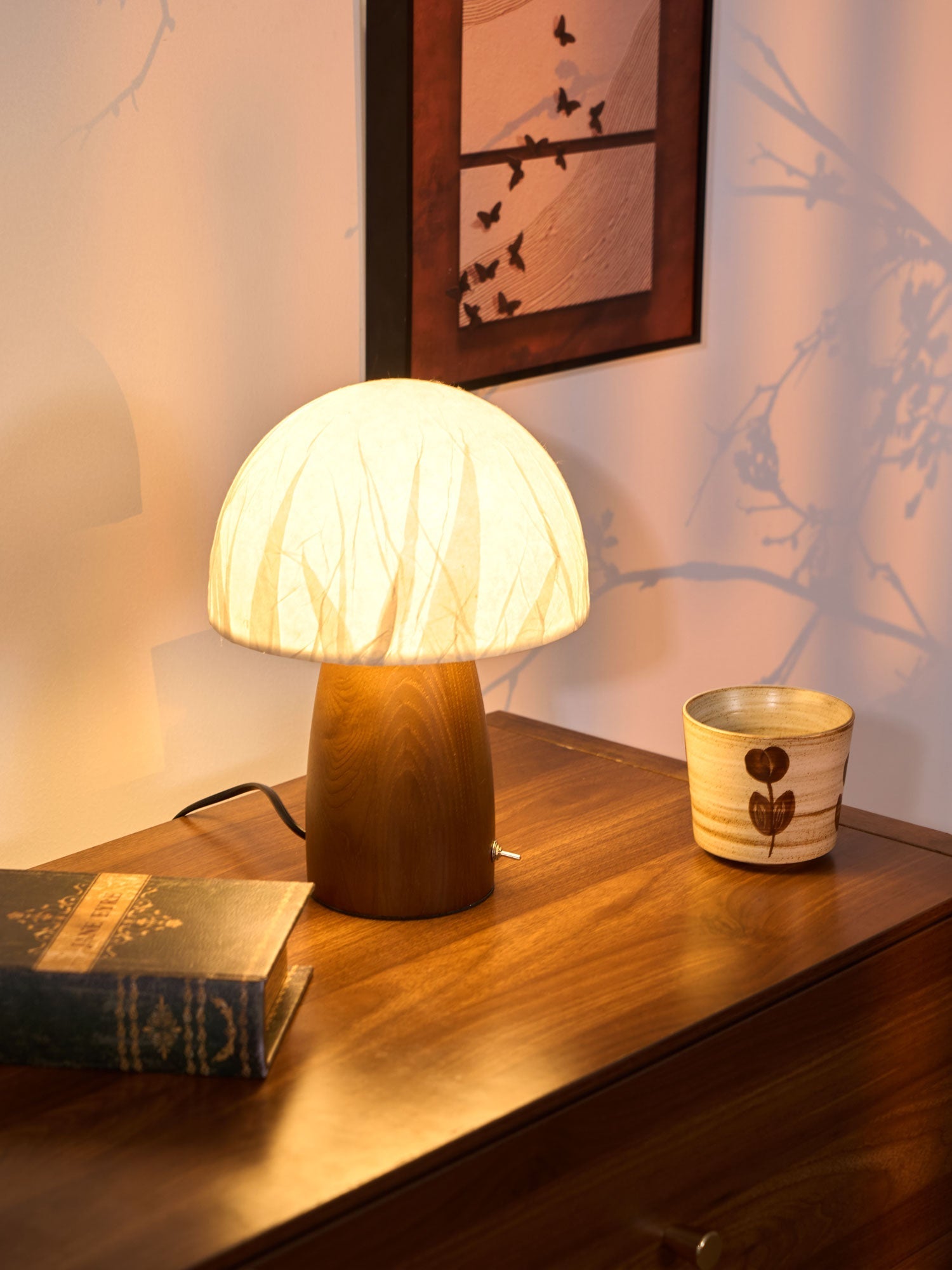 Nimbus Wood & Fabric Table Lamp-Neutral Decor