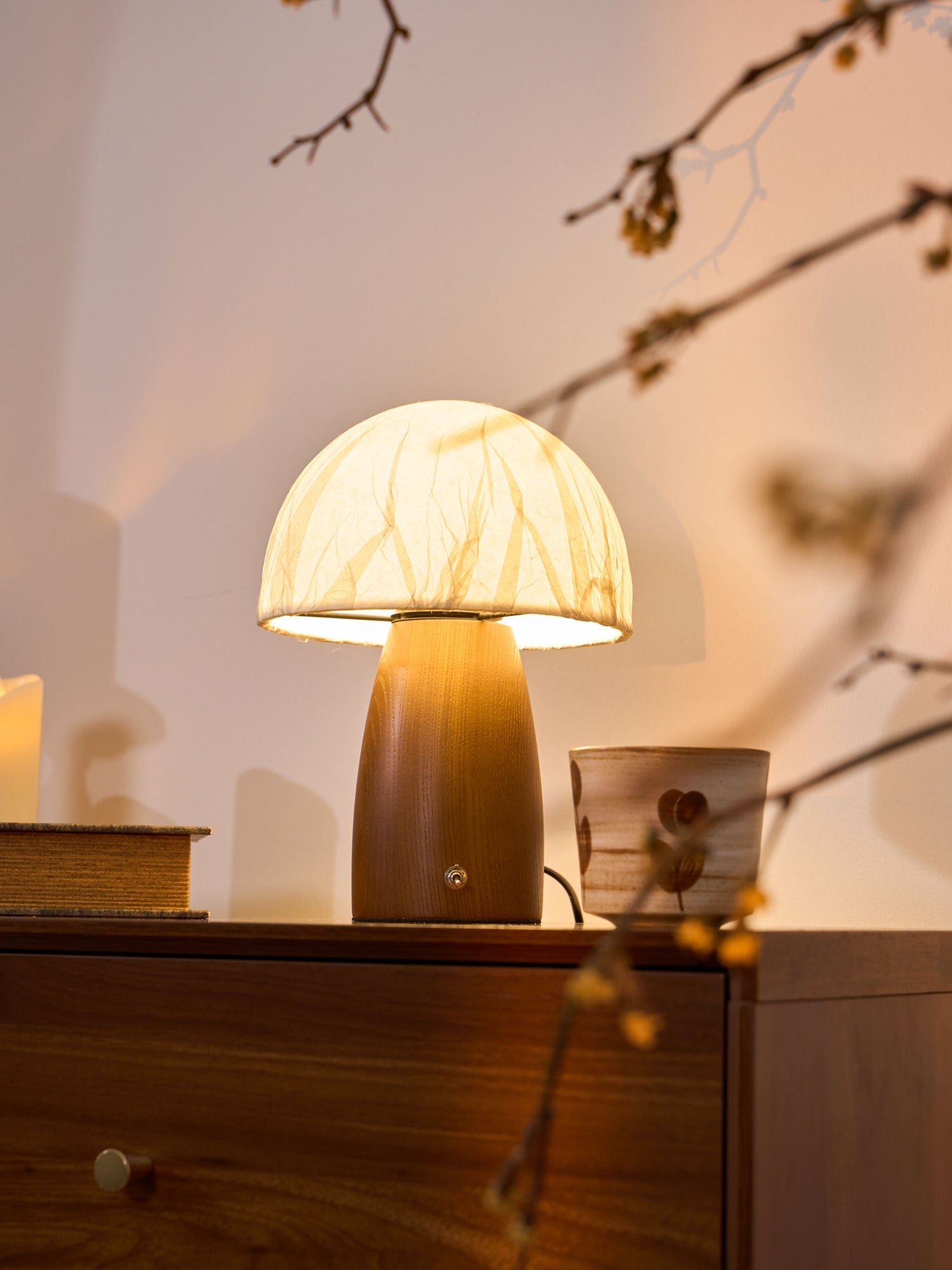 Nimbus Wood & Fabric Table Lamp-Neutral Decor