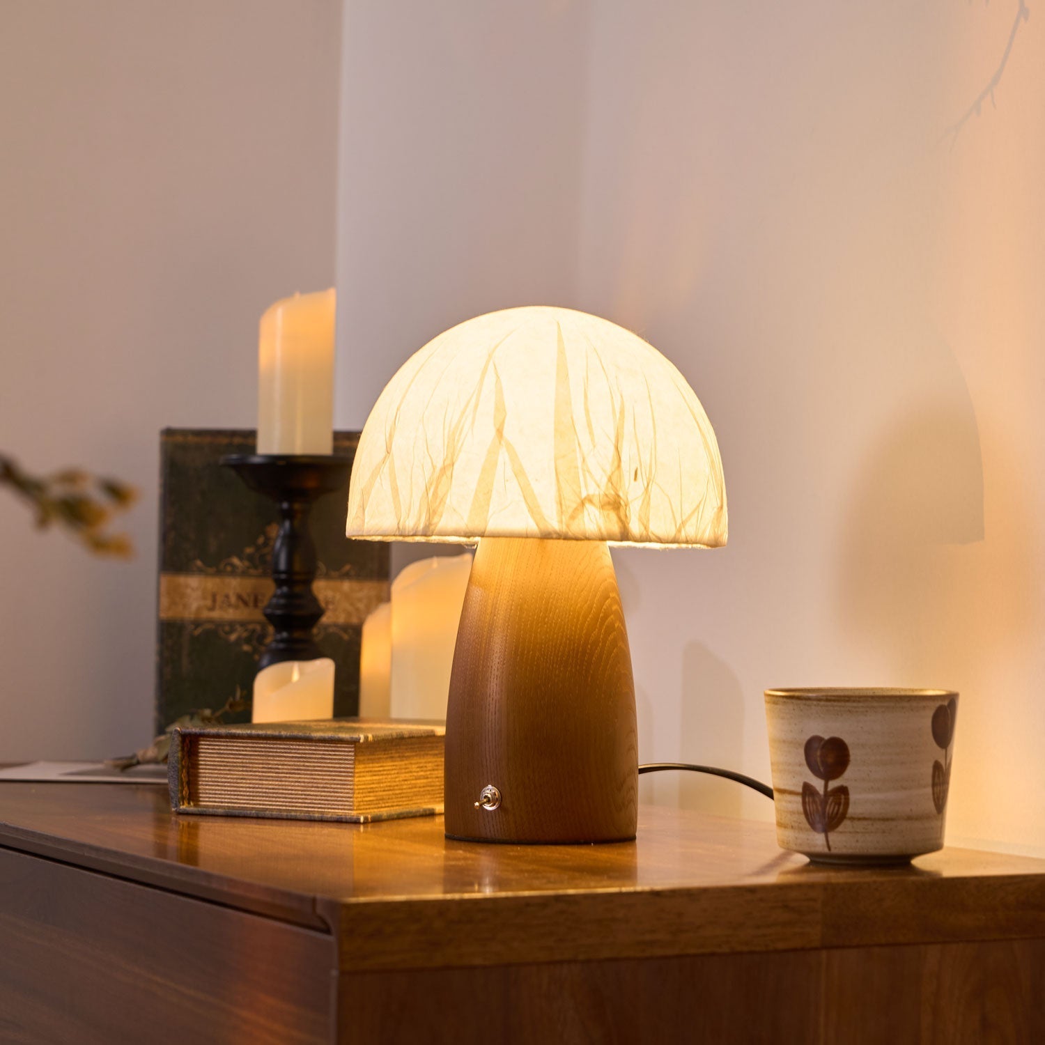 Nimbus Wood & Fabric Table Lamp-Neutral Decor